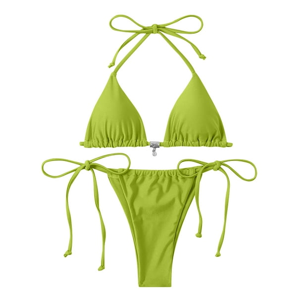 Conjunto de bikini para mujer Trajes de baño de dos piezas Tirantes de talle alto Gancho trasero Sin espalda OAVQHLG3B Store lin121212