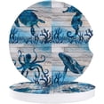 thumbnail image 1 of RYLABLUE Ocean Theme Coral Wood Grain Set of 6 Car Coaster for Drinks, Absorbent Ceramic Stone Coasters Cup Mat with Cork Base for Home Kitchen Room Coffee Table Bar Decor, 1 of 5