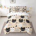 thumbnail image 3 of Manfei Kawaii Kitten Queen Bedding, Boho Moon Bedding Comforter Set Queen, Beige, Polkadot Reversible, 7 Pieces, 3 of 6