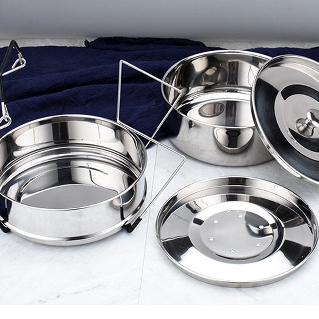 VONKY Two Tier Stackable Steamer Insert Pans Stainless Steel Electric Pressure Cooker Cooking Insert