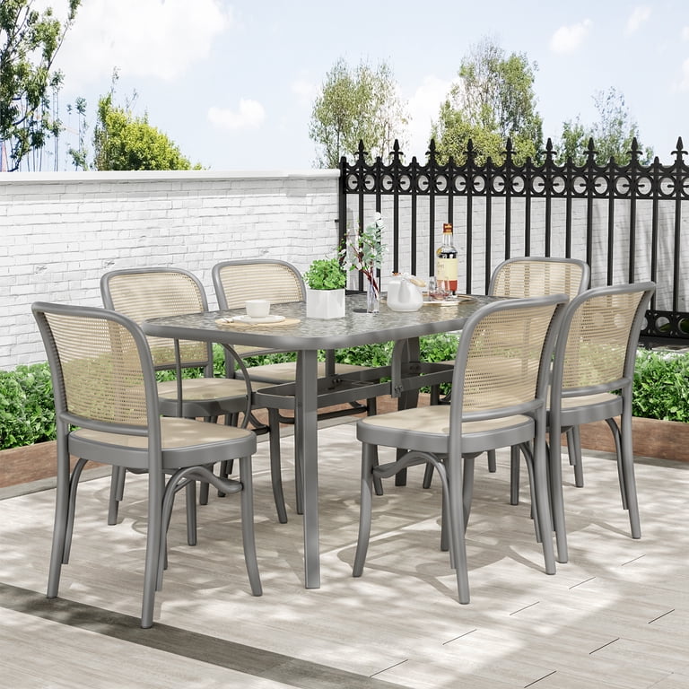 Arlopu Rectangular Patio Dining Table, 4-6 Person, Gray photo 7