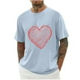 thumbnail image 2 of Jinhomg Holiday Tees for Men Simple Cute Valentine's Day Heart Print T-Shirts Big and Tall Comfy Short Sleeve Crew Neck Tops Male Holiday Gifts Light Blue XXXL, 2 of 4