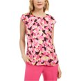 thumbnail image 1 of Kasper Womens Floral-Print Cap-Sleeve Shell Blouse, brightpink, Petite, PL, 1 of 1
