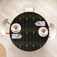 thumbnail image 4 of Ambesonne Art Deco Fitted Round Tablecloth, Black Simple Vintage Motif, 40"- 44" Diameter, Black and Sand Brown, 4 of 5
