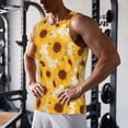 thumbnail image 5 of Balery Vintage Marble Pattern Sunflower Pattern Men's Workout Tank Top Gym Muscle Tee Fitness Bodybuilding Sleeveless T Shirt Quick Dry Fit Muscle Tank Top Slim-Fit Tank-4X-Large, 5 of 7