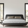 thumbnail image 2 of Omax Decor Henry Wood and Fabric Upholstered King Platform Bed in Dark Gray, 2 of 3