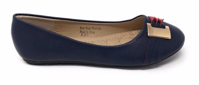 Victoria K Women's Gold Buckle With Two Tone Straps Ballerina Flats
