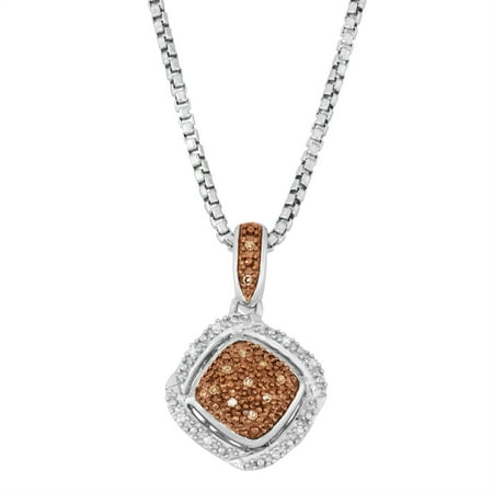 Chocolate Diamond Pendant Beaux Bijoux Sterling Silver Two-Tone White & Chocolate Diamond Pendant with 17