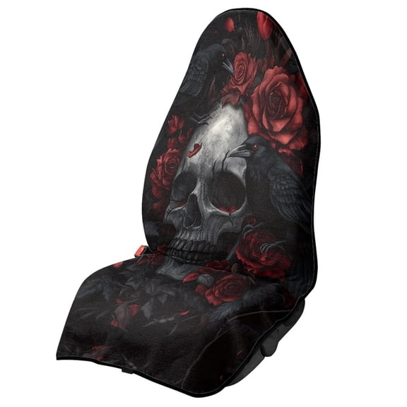 XYZCANDO Skull and Rose Pattern Design Terry Cloth Car Seat Covers Soft Towel Car Seat Cover, Anti-Slip, Suitable for Van Car Interior, Fit for Cars Sedan Trucks