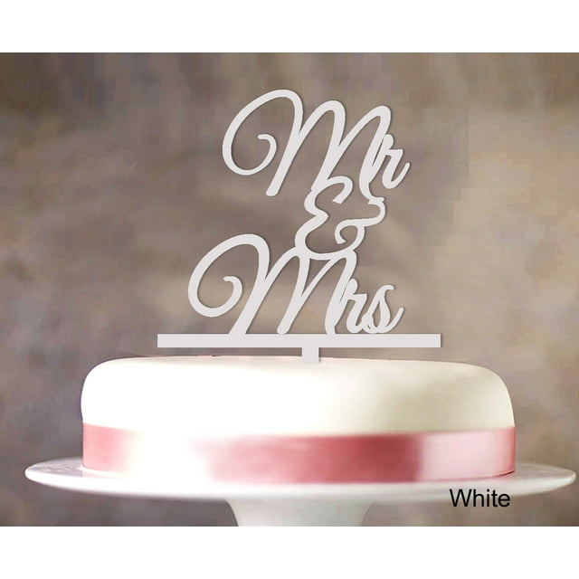 Mr And Mrs Wedding Cake Topper White Cake TopperColor Option Available 4-5 Inches Wide