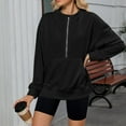 thumbnail image 7 of TKLPEHG Fall Women's Sweatshirt Casual Quarter Zip Hoodies Pullover Fashion Sweatshirt with Pocket Outfits Clothes (Black,M), 7 of 7
