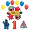 Cookie Monster Sesame Street Elmo 1st Happy Birthday Party Supplies and Balloon Bouquet Decorations