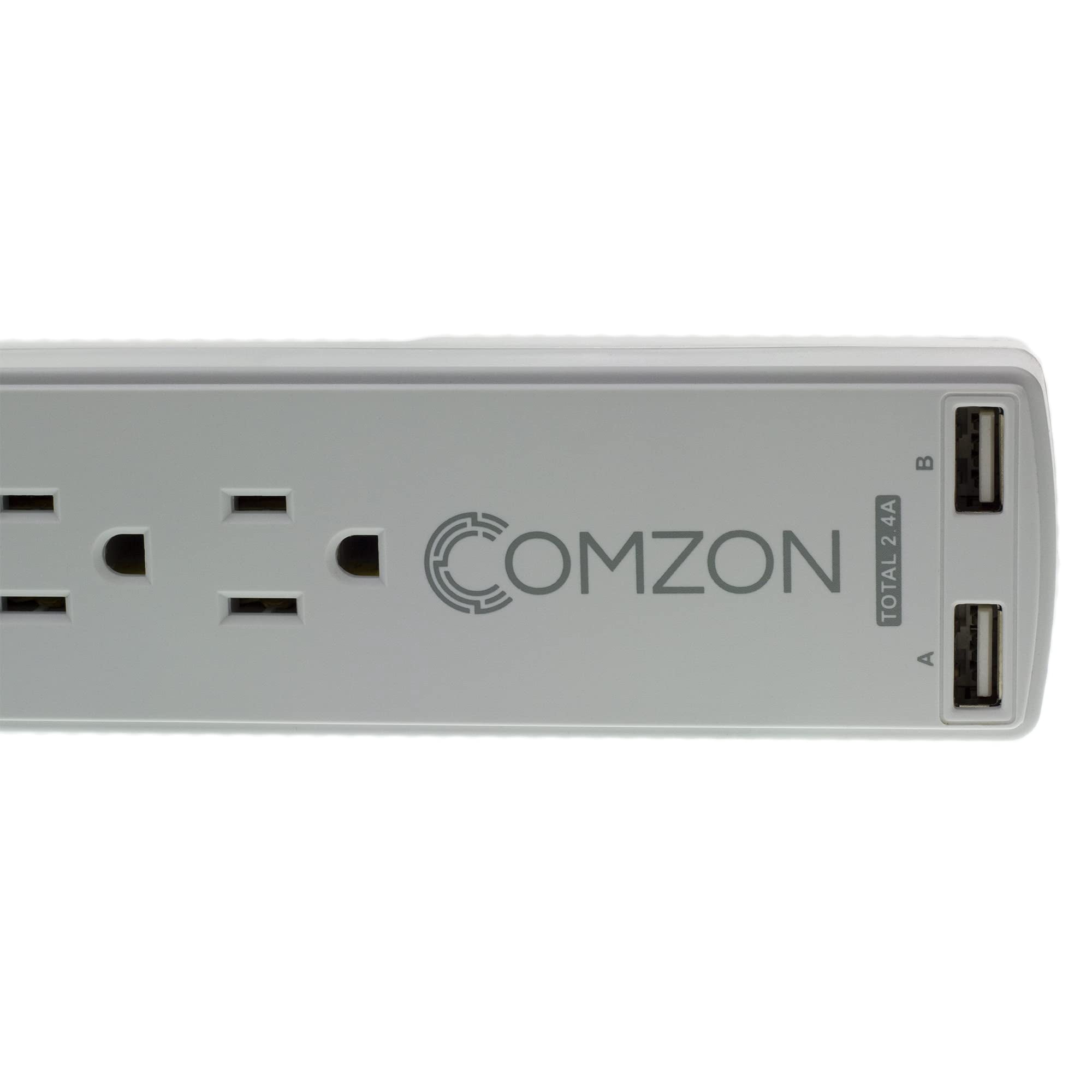 Comzon Surge Protector: 6 Outlet, 2 USB, 1080J, 6ft Cord