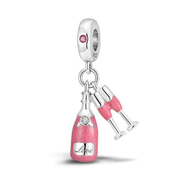 MULA Dangle Charms Beads Pendants Charm Bracelets Champagne and Glass DIY Jewelry Gift for Women