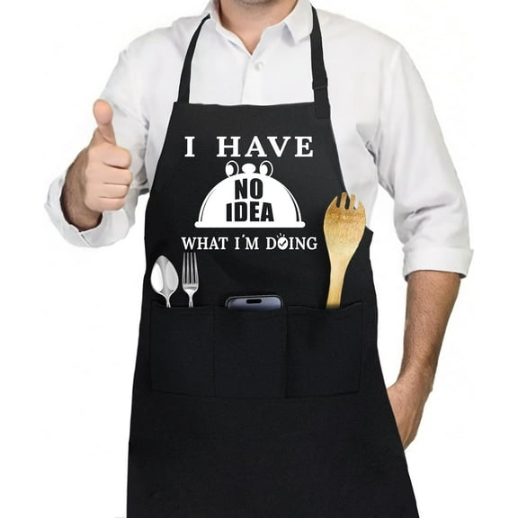 Funny Grill Aprons for Men Dad Husband Gifts 3 Pockets Sleeveless Apron BBQ Apron Cooking Chef Aprons Black DIY