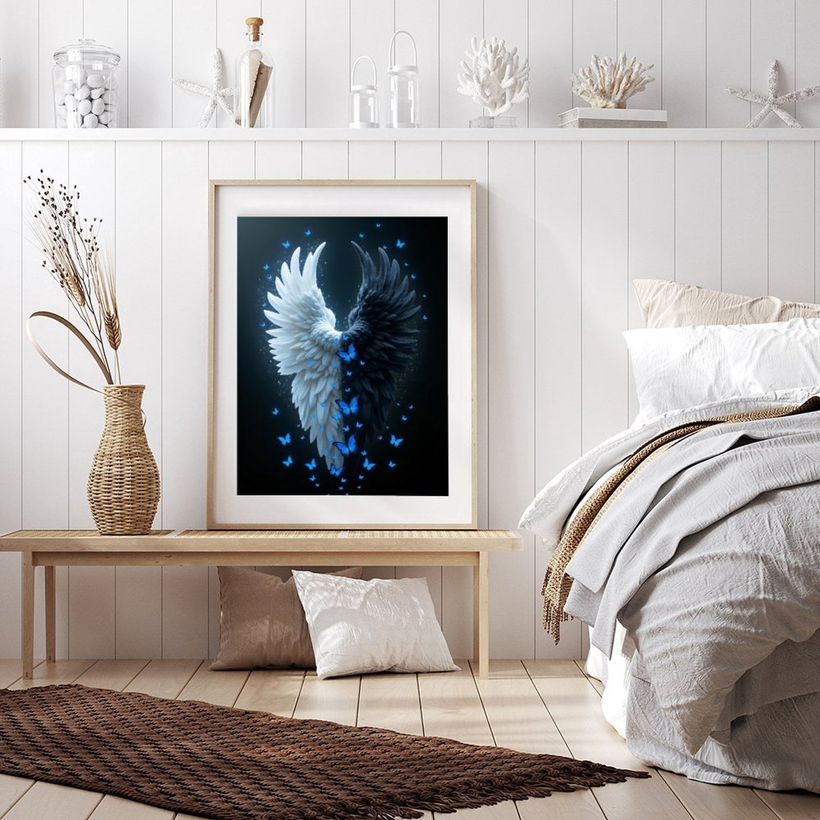 Diamond Art Kits for Adults - 5d Blue Butterflies Wings Contrast Diamond Painting for Adults, Diamond Art for Adults Beginners, Diamond Painting Kits for Adults for Home Wall Decor