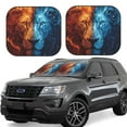 thumbnail image 1 of JUNZAN Red And Blue Fire Lion Pattern Car Windshield Sun Shade | Reflective Sunshade | Foldable 2-Piece Sun Shield Protect Your Car | Fits Sedans, SUVs, Hatchbacks-Small, 1 of 6