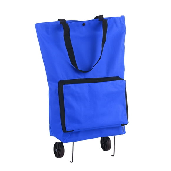 Carrito de compras,Carrito de compras plegable Bolsa con ruedas Carrito de compras plegable Bolsas d Tomshoo Azul