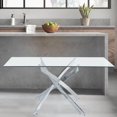 thumbnail image 1 of Corey Dining Table in Chrome, Rectangle Dining Table, Glass Dining Table, Modern Rectangle Dining Table, Kitchen Dining Table with Tempered Glass, Rectangular Dining Table with Polished Stainless Stee, 1 of 4