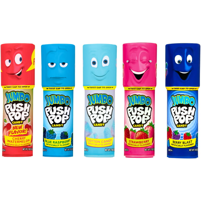 Push Pop Candy, Blue Raspberry, Jumbo 1.06 Oz, Packaged Candy