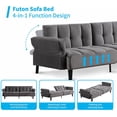 thumbnail image 4 of Mjkone 77" W Convertible Futon Sofa Bed, Velvet Loveseat Sleeper Sofa with Adjustable Backrest, Futon Couches for Living Room, Folding Bed Futons with Adjustable Armrests, 772lb Capacity(Light Gray), 4 of 6