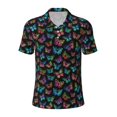 thumbnail image 2 of Daiia Multicolored Butterflies Pattern Men’s Polo Shirts,Solid Deck Shirt,Classic Fit, Breathable Cotton Polo for Casual and Sport Wear-Medium, 2 of 7