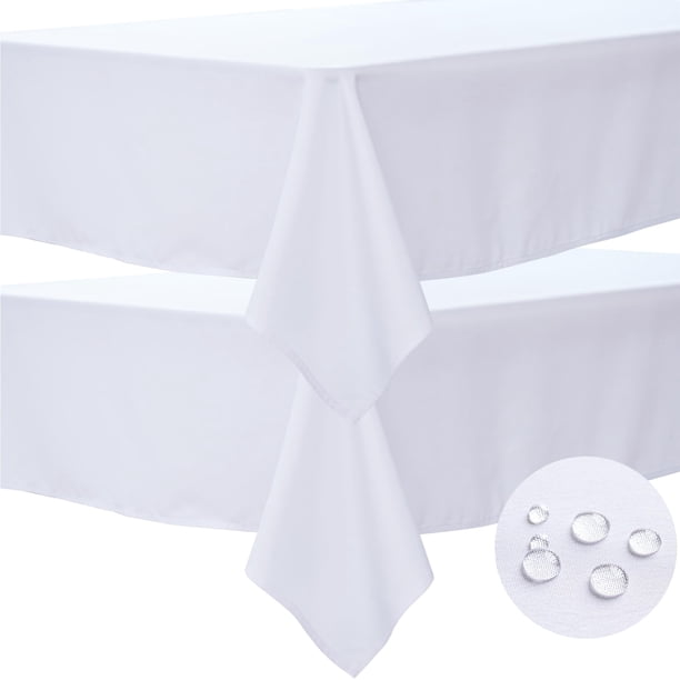 Mantel BYDOLL de poliéster blanco de 60 x 84 cm para mesa de 6 pies, paquete de 2