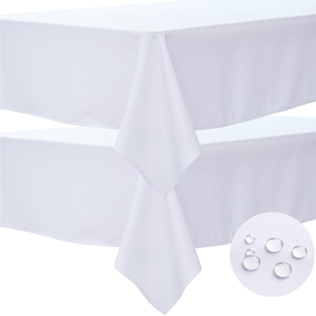 Mantel BYDOLL de poliéster blanco de 60 x 84 cm para mesa de 6 pies, paquete de 2