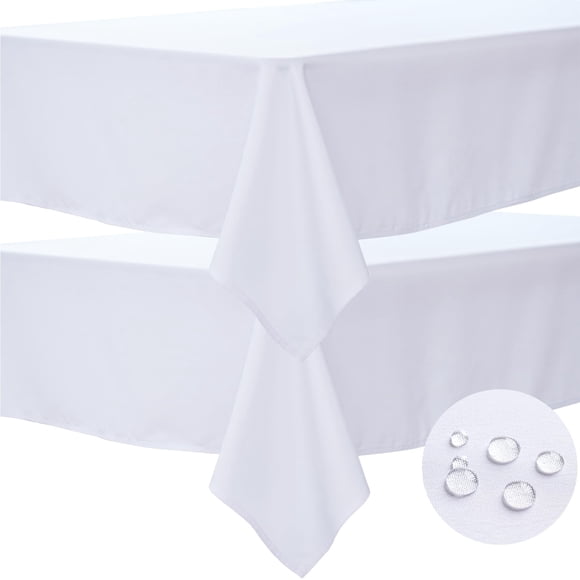 Mantel BYDOLL de poliéster blanco de 60 x 84 cm para mesa de 6 pies, paquete de 2