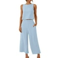 thumbnail image 2 of Cotton Linen Two Piece Sets for Women 2025 Wide Leg Two Piece Pants Set Casual Tank Tops Two Piece Outfits Summer Lounge Set, Limited Time Offer, 2 of 6