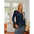 thumbnail image 4 of Women's Crew Neck Button Down Long Sleeve Cardigan Sweater, 4 of 7
