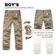 thumbnail image 3 of POENTAB Boys Outdoor Pants Breathable Stretch Zip Off Pant for Kids Elastic Waist Straight Leg Trousers with Belt Khaki 11-12 Years, 3 of 6