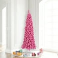 thumbnail image 4 of Vickerman 6.5' Flocked Pink Pencil Fir Artificial Christmas Tree, Unlit, 4 of 4