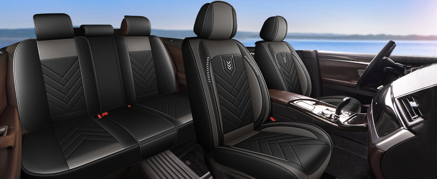 LAONNVIR Car Seat Covers Full Set Fit for Hyundai Tucson 2010-2024 2025 5 Seat Auto Interior Accessories,Leather Waterproof Car Seat Cushions Vehical Covers Grey,5 Seats