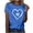 #076 Blue, variant on Pet Mom's Heart Design Graphic Short Sleeves T Shirt Summer Casual Cotton Pullover Tee Tops for Big and Tall Women Blue,L