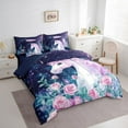 thumbnail image 3 of Feelyou 3D Magic Unicorn Twin Bedding Sets 7-Piece for Teen, Romantic Rose Flower Bedding Comforter Set, Glitter Stars Galaxy Reversible Sheet Sets, Super Cozy Room Decor, 3 of 8