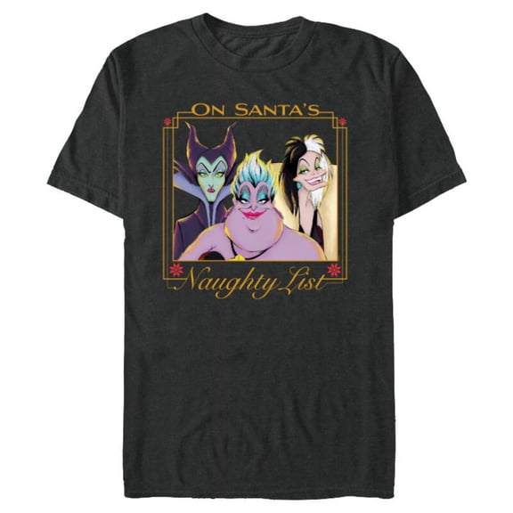 Disney Villains Holiday Christmas On Santa’s Naughty List - Short Sleeve Blended T-Shirt for Adults - Customized-Dark Heather