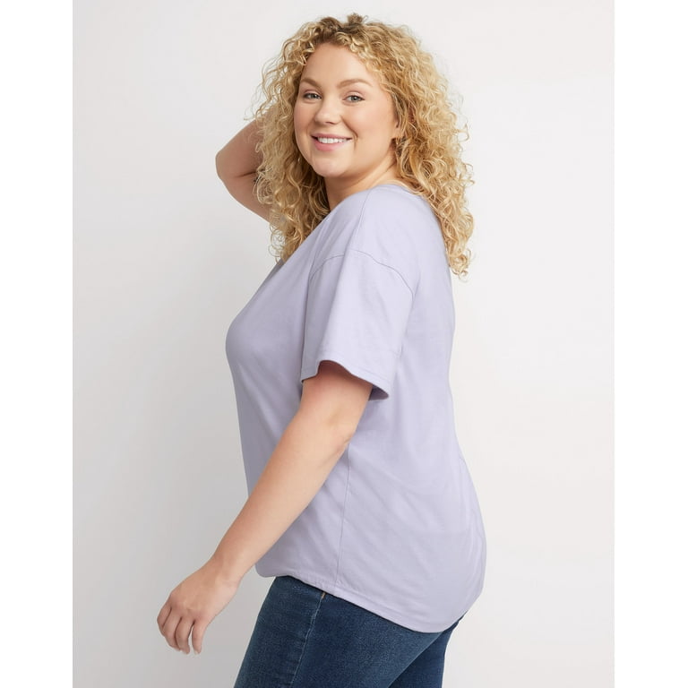 Hanes Originals Women s Cotton T Shirt Relaxed Fit Plus Size