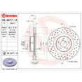 thumbnail image 2 of Brembo Brake Rotor 0990771XC02 Xtra; Vented Cross Drilled; One Piece Design; Wheel Bolt Pattern 5 x 100 Millimeter; 129.2 Millimeter Hat Inside Diameter; 58 Millimeter Hub Diameter; Gray Cast Iron, 2 of 2