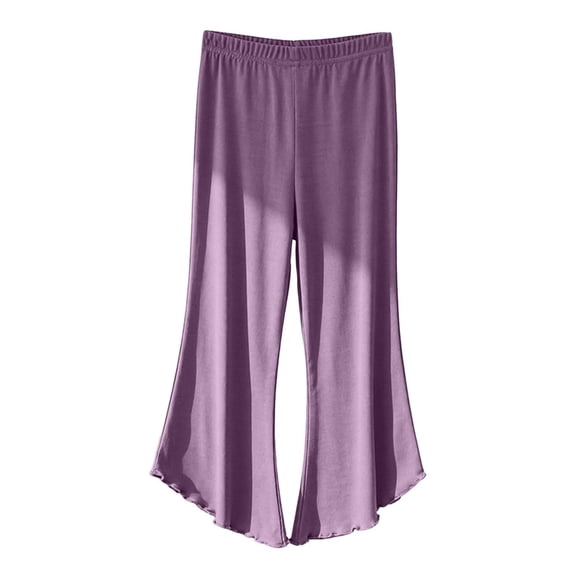 MEZZALL Child Pants Girls Flared Leggings Summer Thin Capri Pants Soft Stretchy Breathable Casual Play Toddler Kids Bottoms Boho Solid Color Trousers