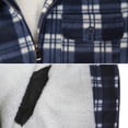 thumbnail image 2 of Men's Heavyweight Flannel Zip Up Fleece Lined Plaid Sherpa Hoodie Jacket (MFJ130 - Navy, S), 2 of 2