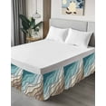thumbnail image 4 of Abstract Geometric Bed Skirt Teal Brown Gradient Waves Beach Bed Skirts Queen Size 18 Inch Drop, Wrap Around Dust Ruffle&nbsp;Bedskirt with Adjustable Elastic Belt for Queen Size Beds, 4 of 7
