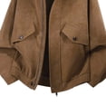 thumbnail image 4 of PiGOGI Men's Winter Coats Fashion Leather Solid Color Zipper Pocket Long Sleeve Lapel Leather Coat Jacket Coffee XL, 4 of 4