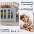 thumbnail image 3 of PORKISS Twin Floor Bed with Guardrails, Grey Wood Montessori Floor Bed Frame with Slats, Low Bed Frame for Kids Room, Open Entry Design, No Box Spring Needed, 3 of 10