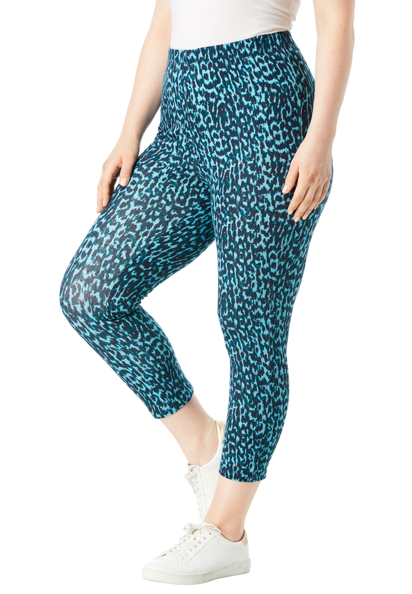 Roaman's Women's Plus Size Essential Stretch Capri Legging Activewear Workout Yoga Pants