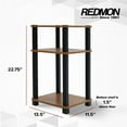 thumbnail image 4 of Redmon 3-Tier Shelf Side Table, Lightweight Freestanding Storage Unit, Oak Woodgrain, 4 of 12