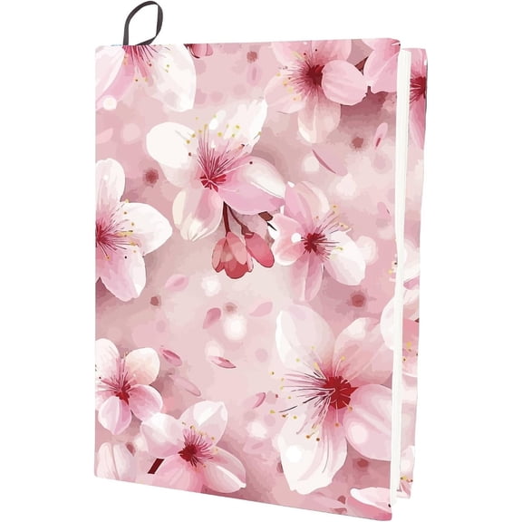 Cherry Stretchable Book Cover Sakura Flower Washable Reusable Large Nylon Book Protector Elastic Notebook Wraps Suitable for 9 x 11in Hardcover Books Classroom Students