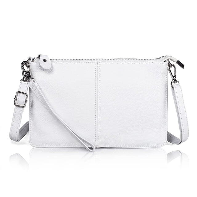Monedero tipo cartera Wristlet de piel blanca para mujer