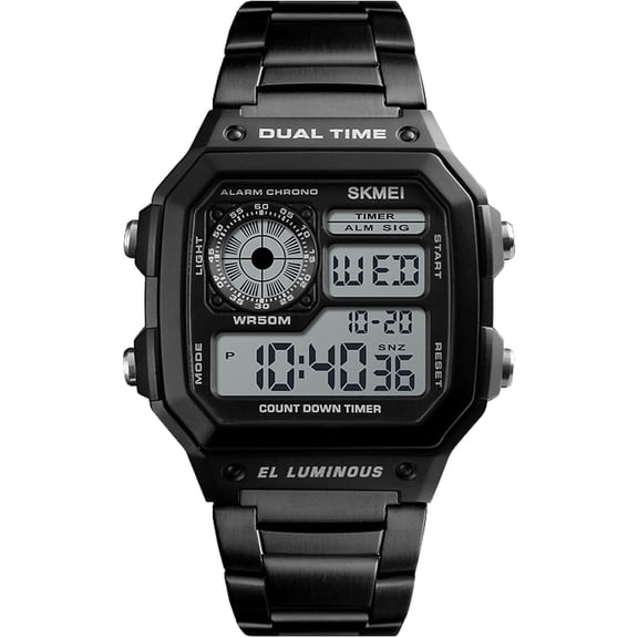 Watches for Men,Military Digital Sports Square Gold Watch with Waterproof Dual Time Chronograph Countdown Alarm Backlight