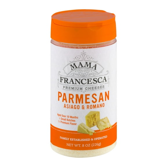 Mama Francesca Parmesan, Asiago & Romano Grated Cheese, 8 oz Shaker